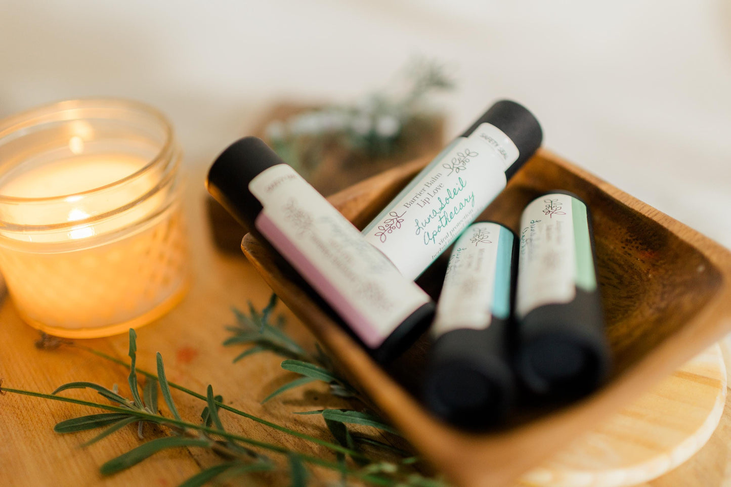 Vegan Juniper Basil Lip Love. Herbal infused lip balm