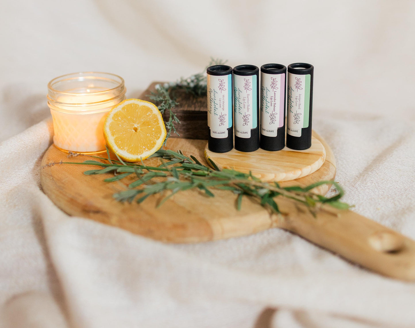 Vegan Juniper Basil Lip Love. Herbal infused lip balm