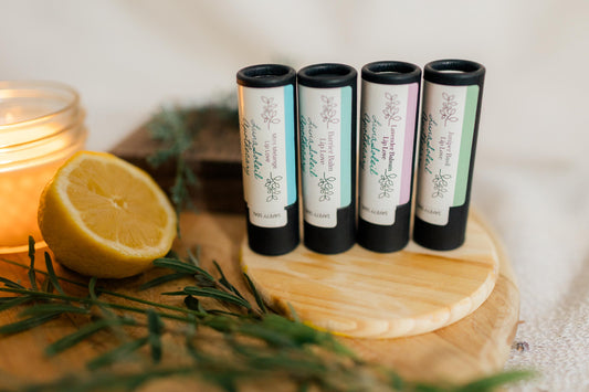 Vegan Juniper Basil Lip Love. Herbal infused lip balm