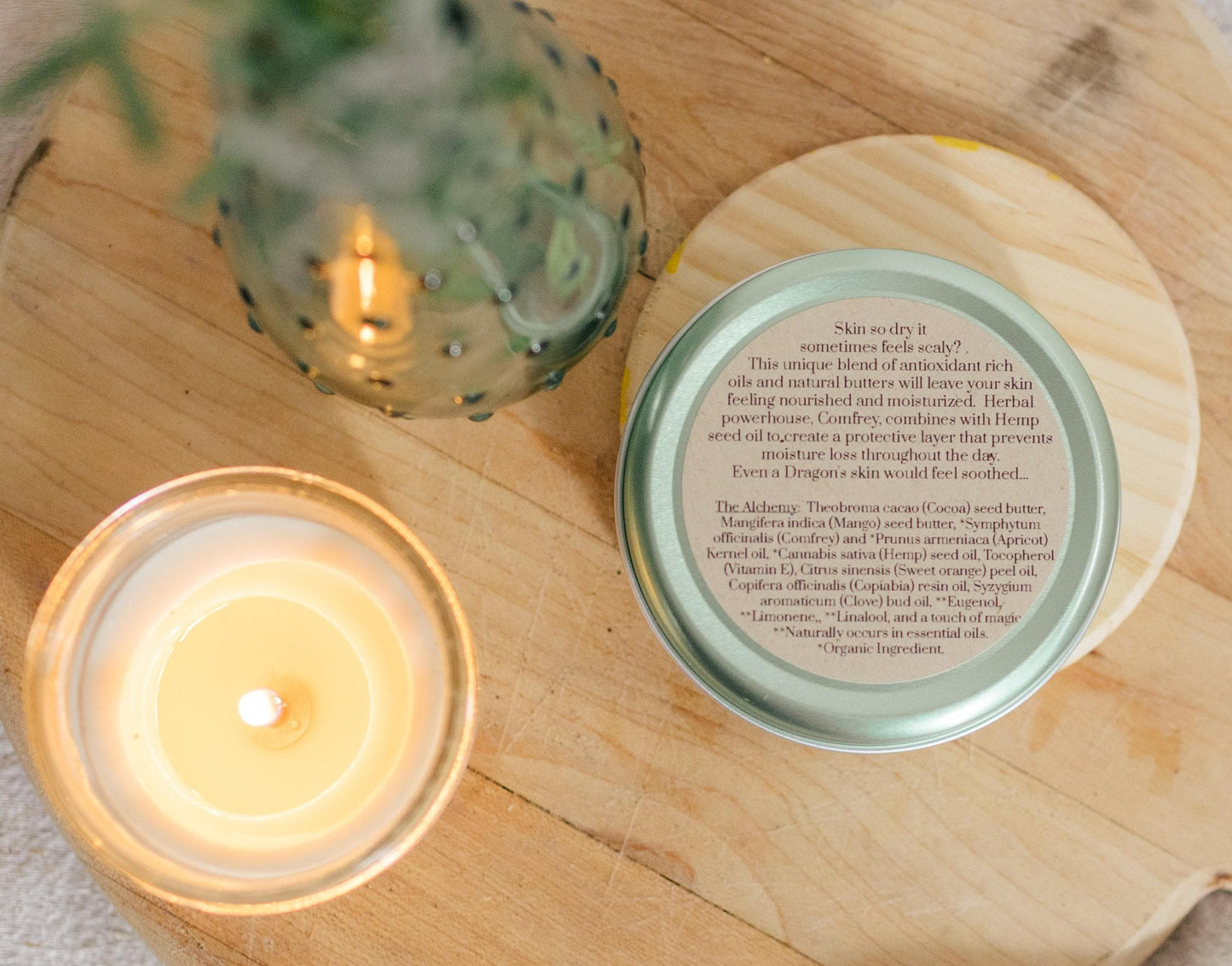 Dragon's Egg Herbal-Infused Lotion Bar.  Made with Organic Comfrey and Organic Hemp seed oil.